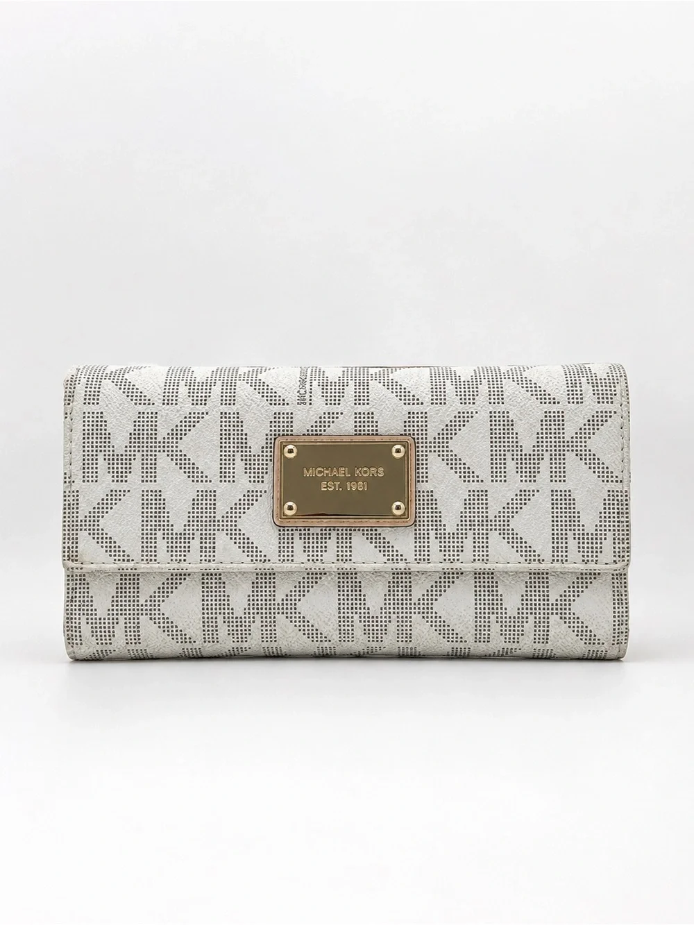Michael Kors Jet Set Travel Checkbook Wallet – Vanilla/Gold